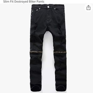 Men slim biker jeans